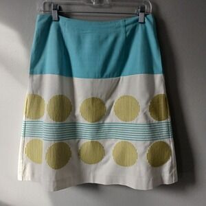 Boden's Women's A Line Skirt Size 6L Mod Embroidred Mini Retro Polka Dot Lined